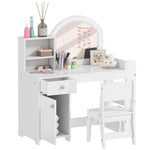 Girls Dressing Table With 2-colour Led Mirror And Stool | White