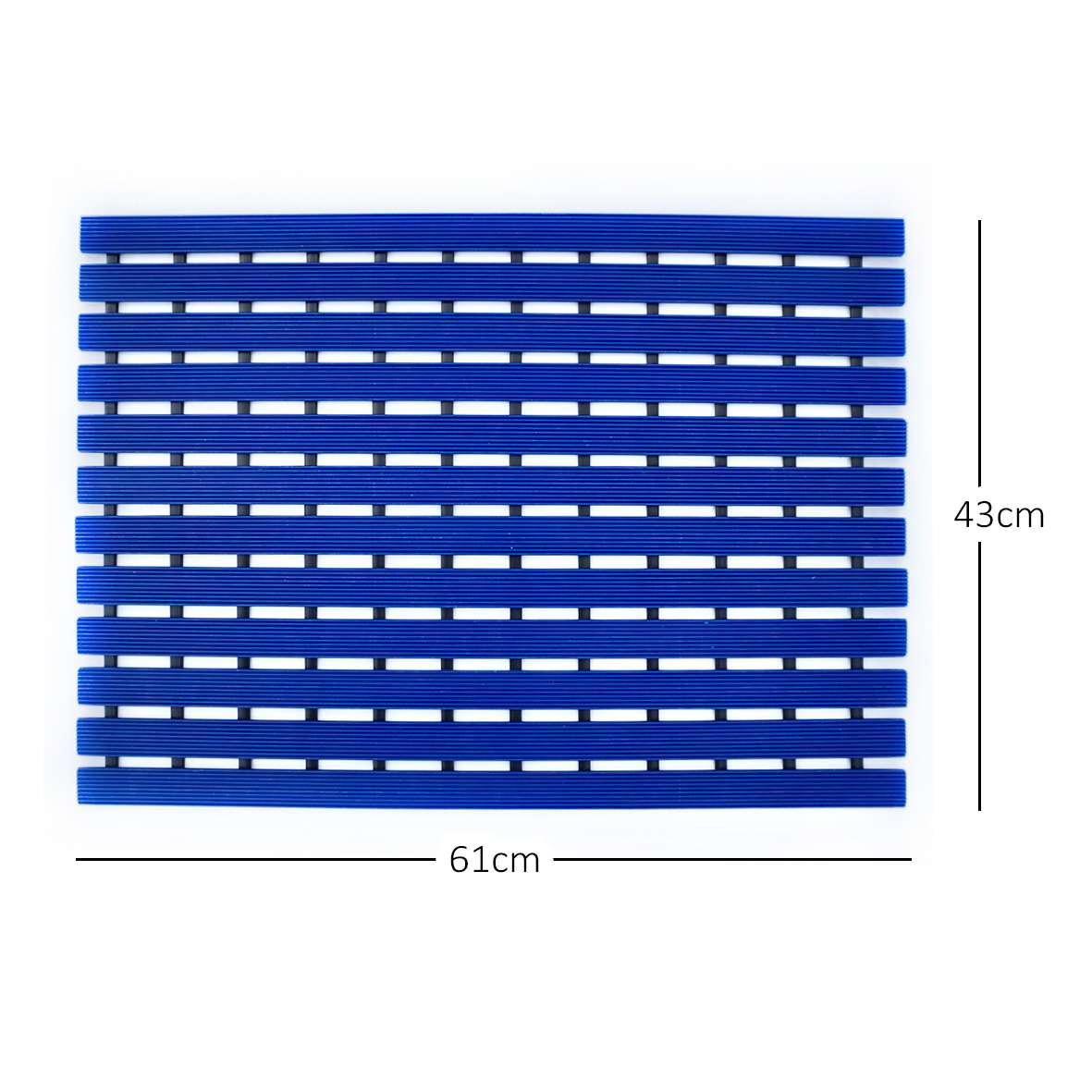 Non-slip Pvc Duckboard Shower Mat  - 61cm X 43cm | Blue