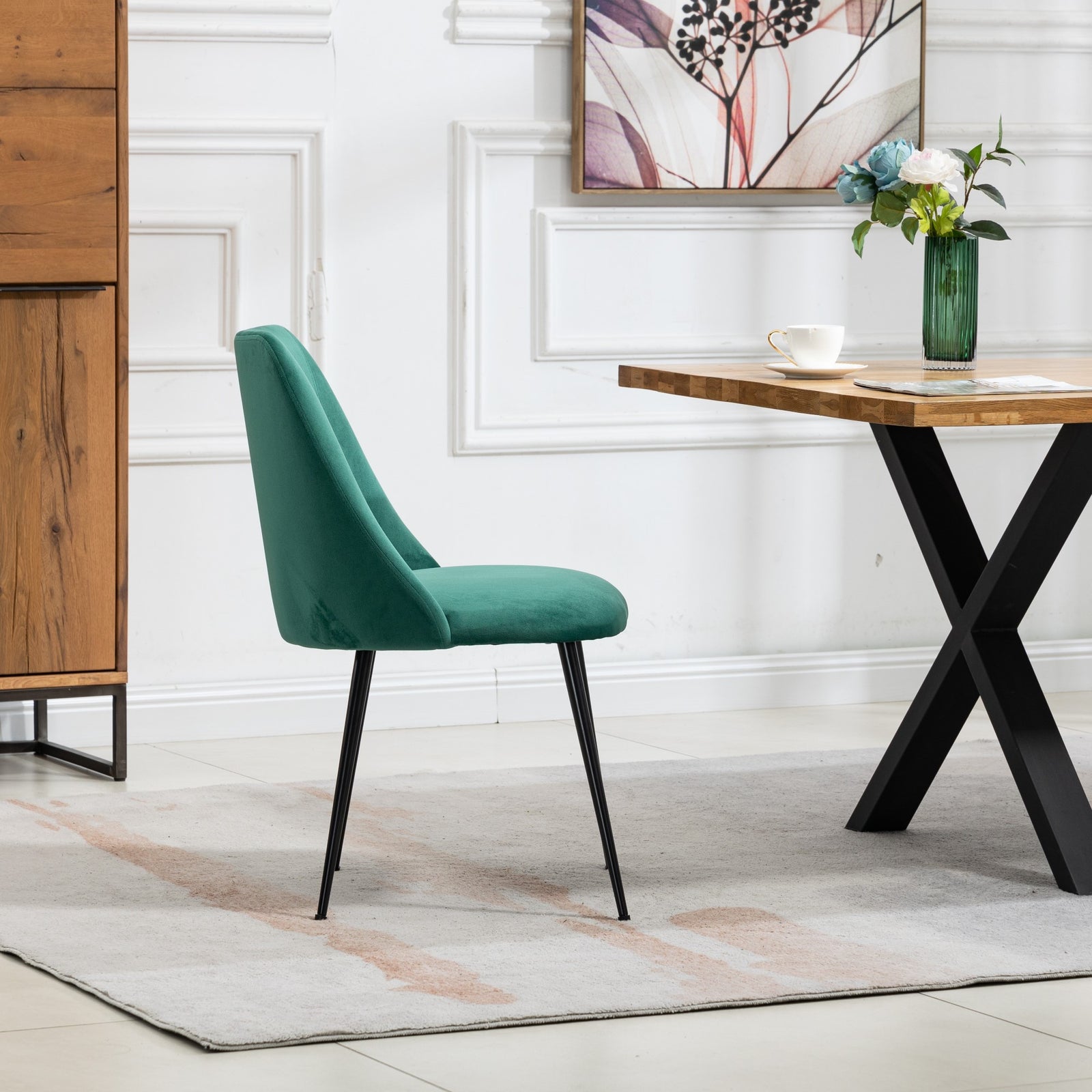 Set Of 2 Morandi Velvet Dining Chairs | Green