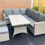 Stylish York 8-seater Grey Rattan Corner Sofa Dining Set For Outdoor Entertaining | Grey