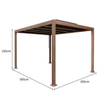 Wood Effect Aluminium Pergola With Led Lights | 4m x 3m | Brown