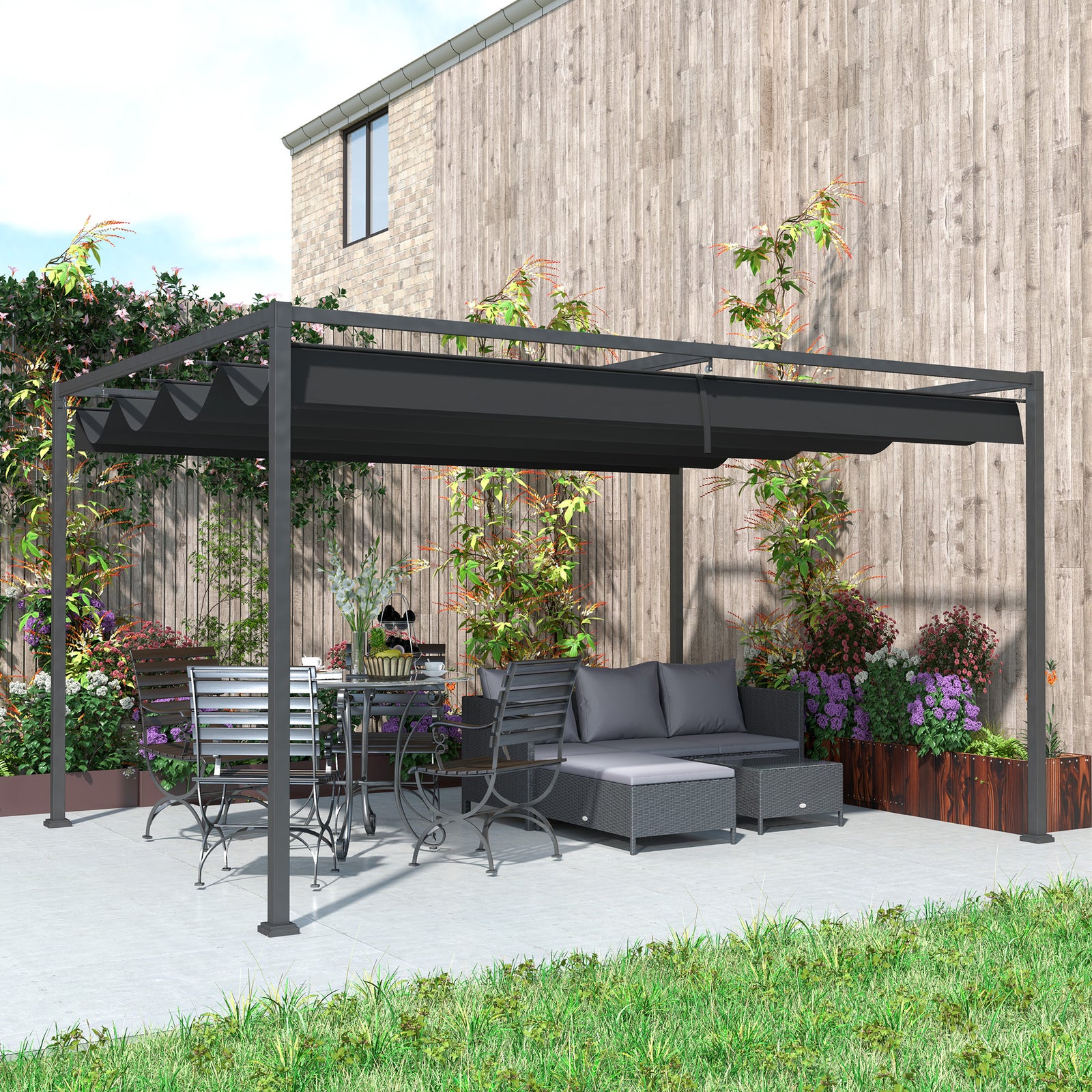 4x3(m) Metal Pergola Gazebo Patio Sunshelter Retractable