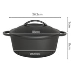 Toque 6.6l Cast Iron Dutch Oven Heavy Duty Casserole Dish Pot Stockpot With Lid