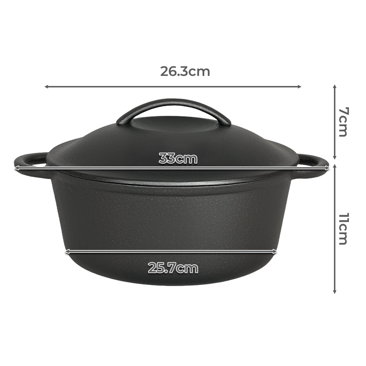 Toque 6.6l Cast Iron Dutch Oven Heavy Duty Casserole Dish Pot Stockpot With Lid