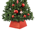 Glitter Christmas Tree Skirt Square 48x48cm | Red