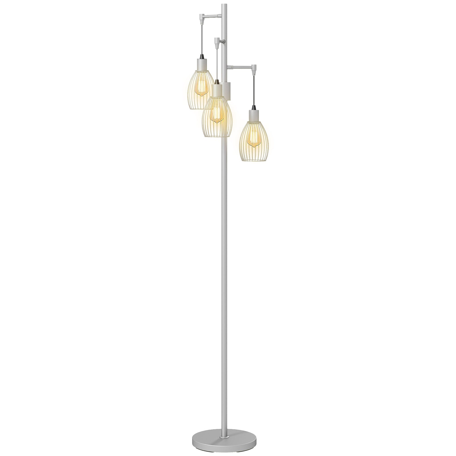 Industrial 3-light Floor Lamp Dimmable Led Standing Lamp | Silver
