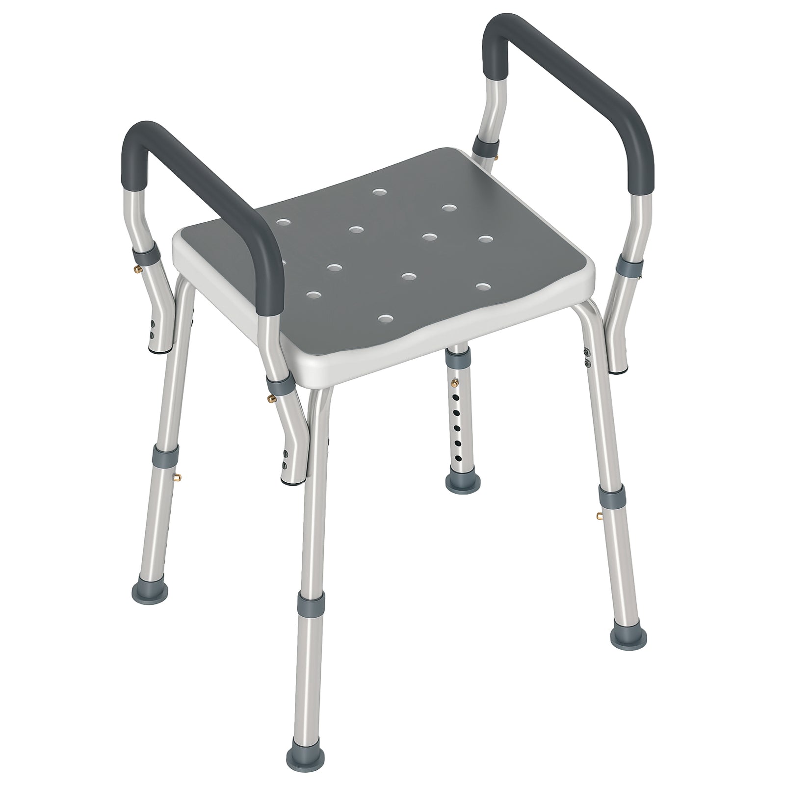 Rust-free Aluminium Bath Chair With Adjustable Height, Grey