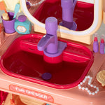 Kids Dressing Table W/ Mirror, Led Light, Music, 23 Accessories