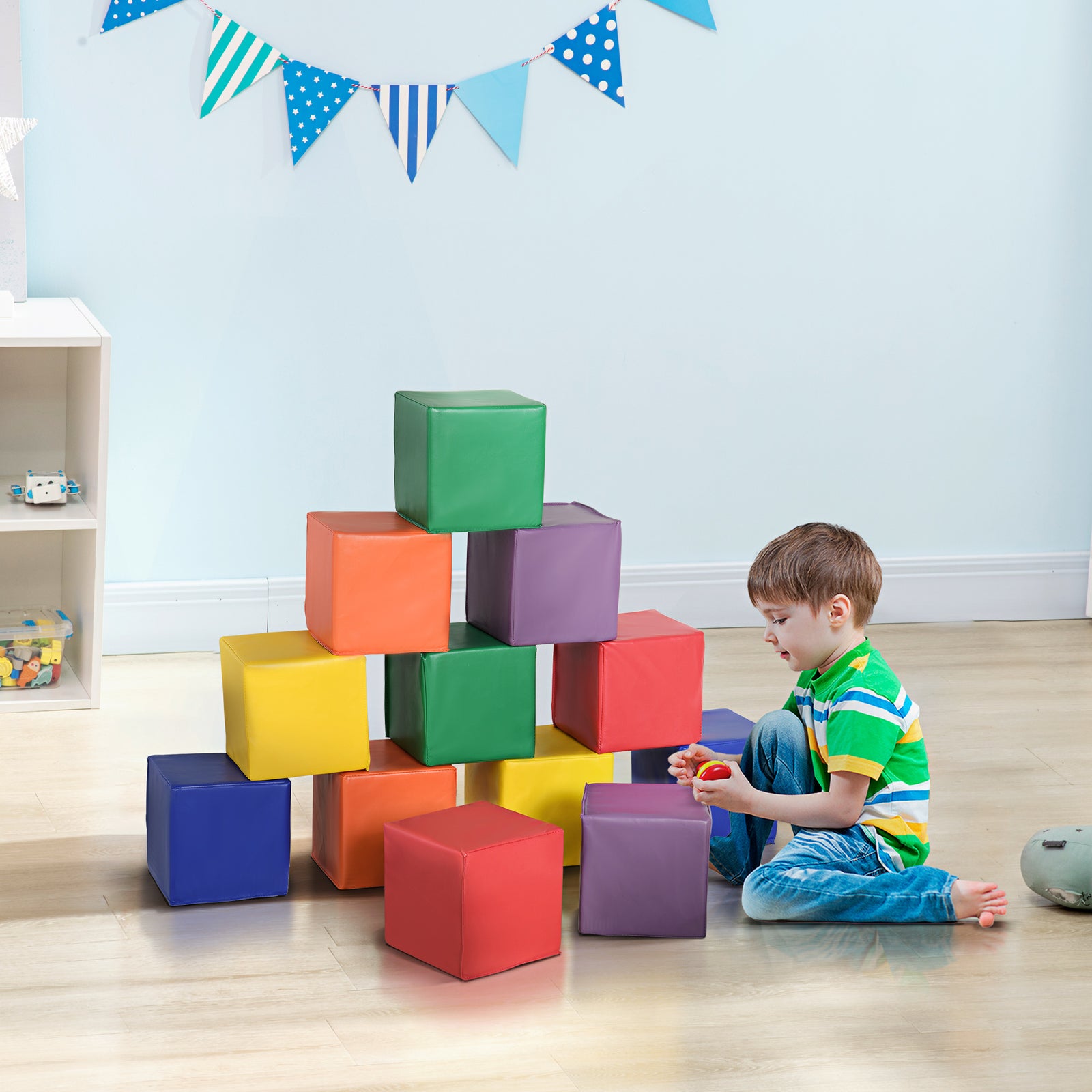 12 Piece Soft Play Blocks Soft Foam Toy Building Stacking Block For Kids | Red