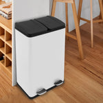 60l Dual Pedal Bin | White