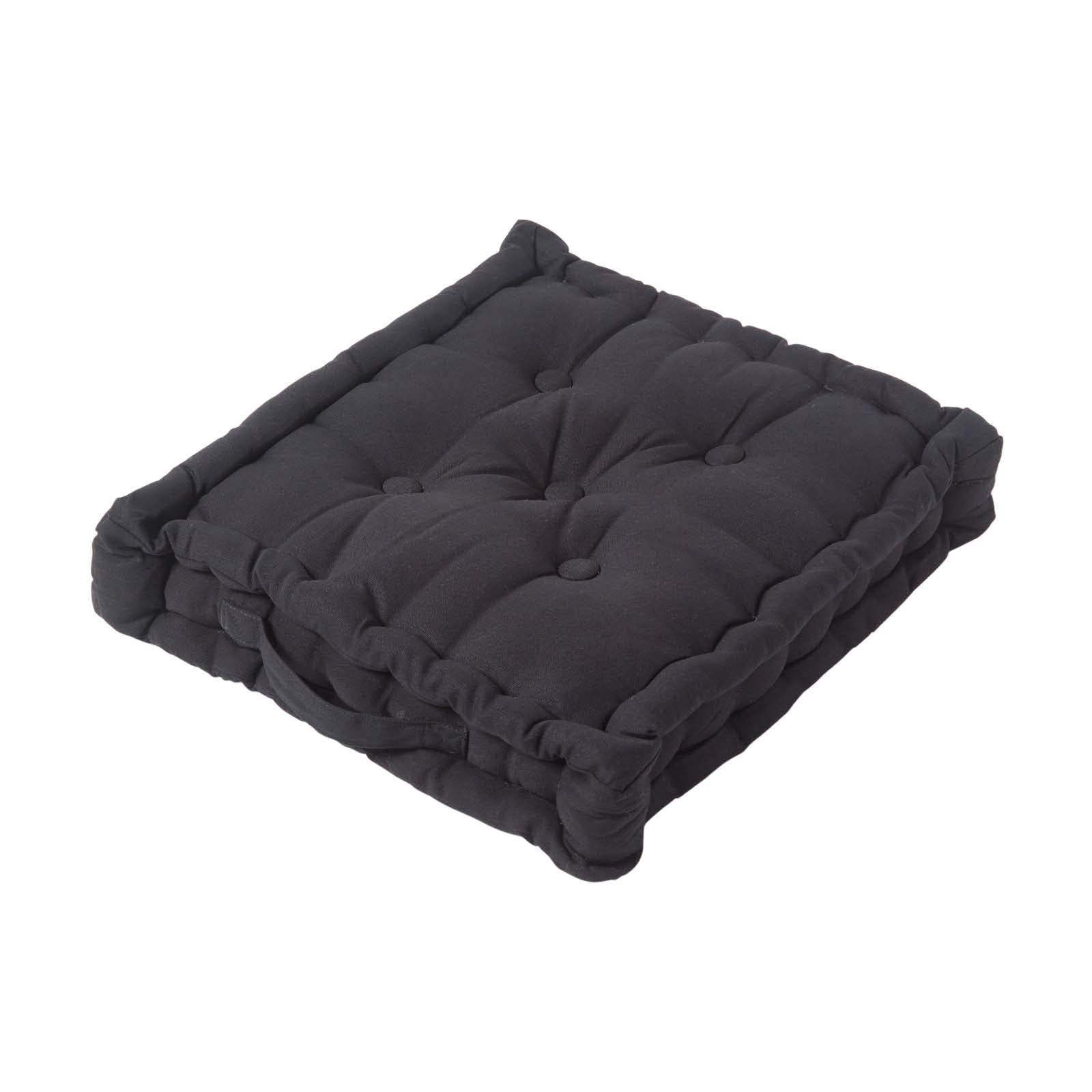 Cotton Plain Floor Cushion | 40cm x 40cm | Black