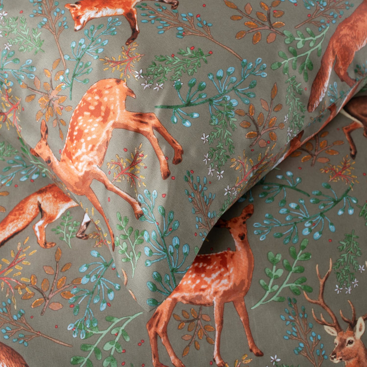 Studio Fox And Deer Cotton Printed Duvet Cover Set | King