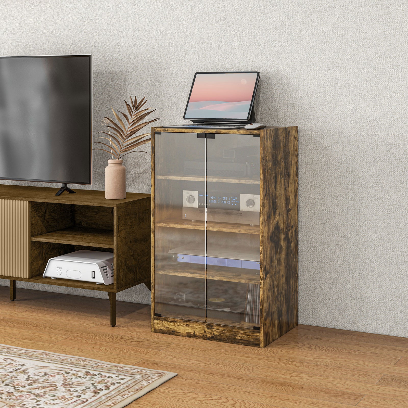 4-tier Hi-fi Stand With Adjustable Shelves | Rustic Brown