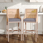 Set Of 2 Modern Upholstered High Bar Stools | Grey