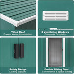 4x6ft Metal Storage Shed With Double Doors,ventilation And Foundation Frame Flat Roof Outdoor Tool Shed For Garden | Dark Green