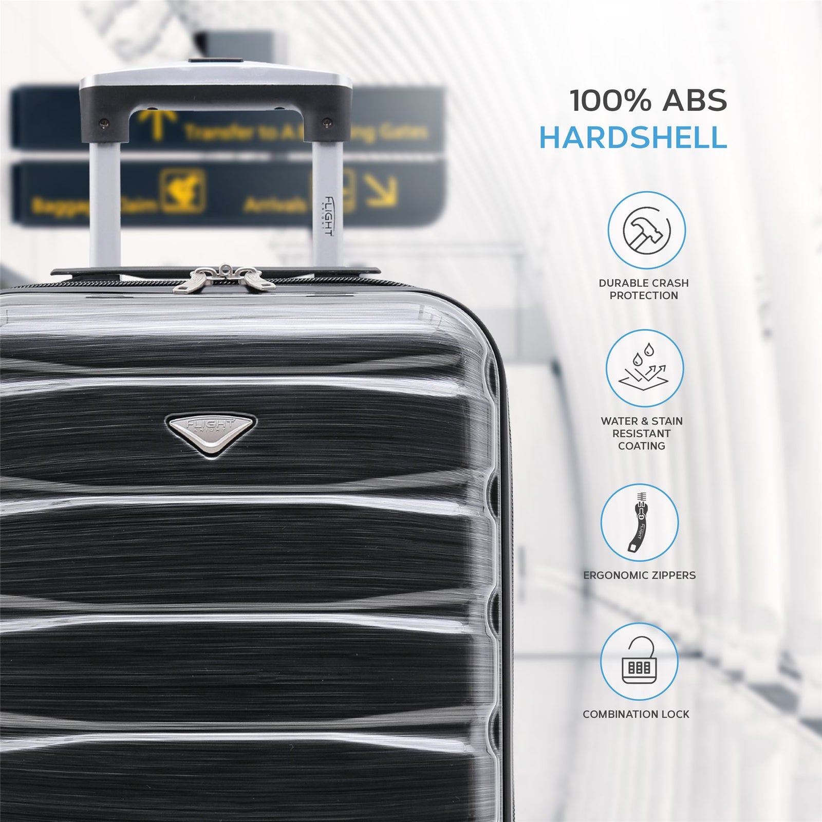 55x35x20cm Cabin Carry On Suitcase Hard Shell Overhead Luggage 100+ Airlines Approved | Cabin | Dark Grey