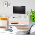 Wall Mount Tv Stand W/ Led Lights Storage