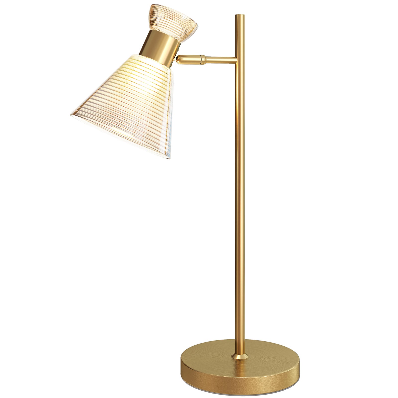 HOMCOM Table Lamp With Adjustable Head, Modern Bedside Lamp, Gold Tone