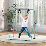 Adjustable Height Foldable Kids Gymnastics Bar With Non-slip Mats | Green