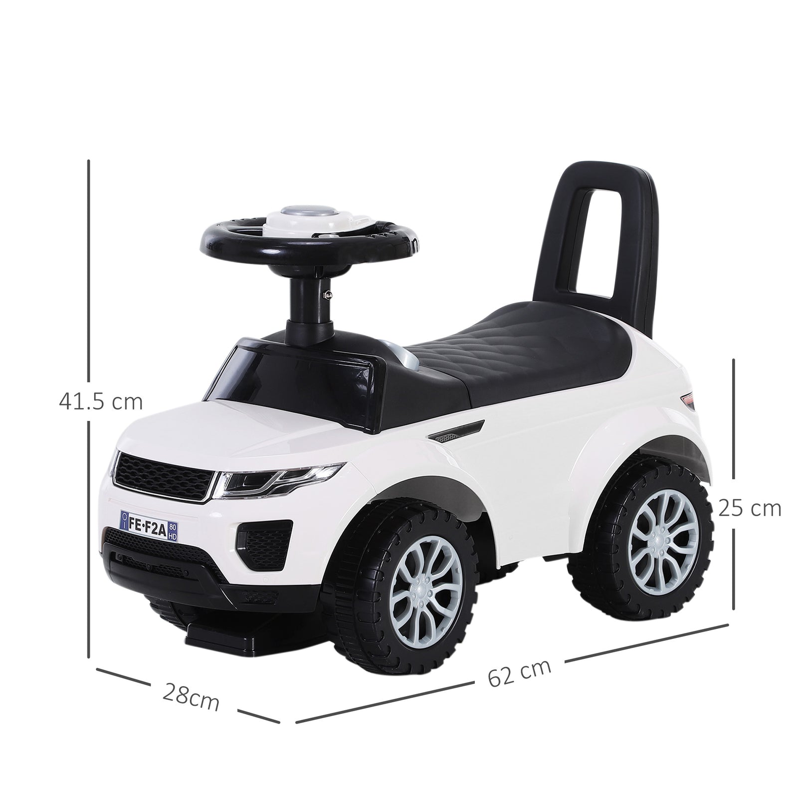 3-in-1 Ride On Car Foot To Floor Slider Toddler W/ Horn Steering | White