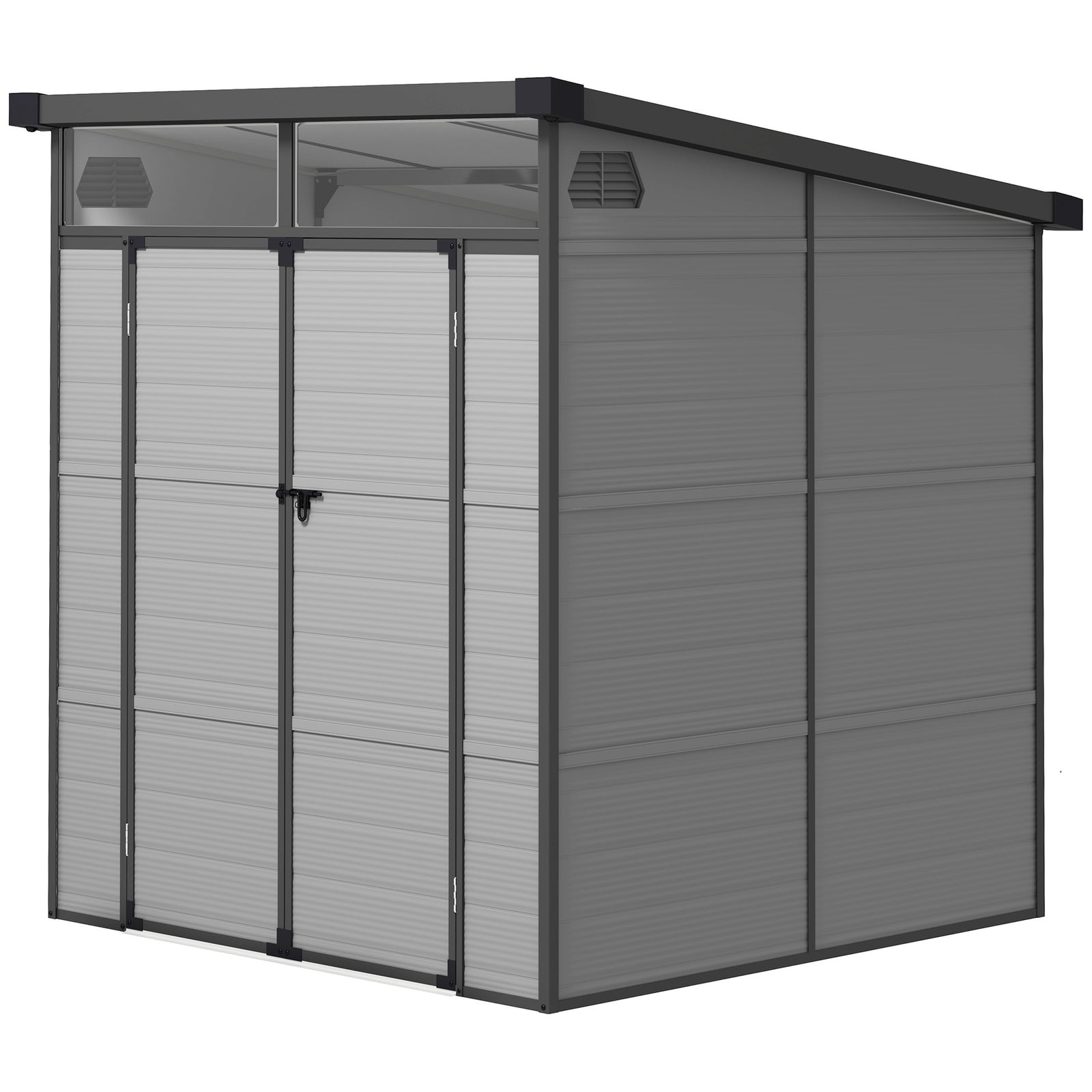 6 X 6ft Plastic Garden Shed With Windows And Air Vents | Light Grey