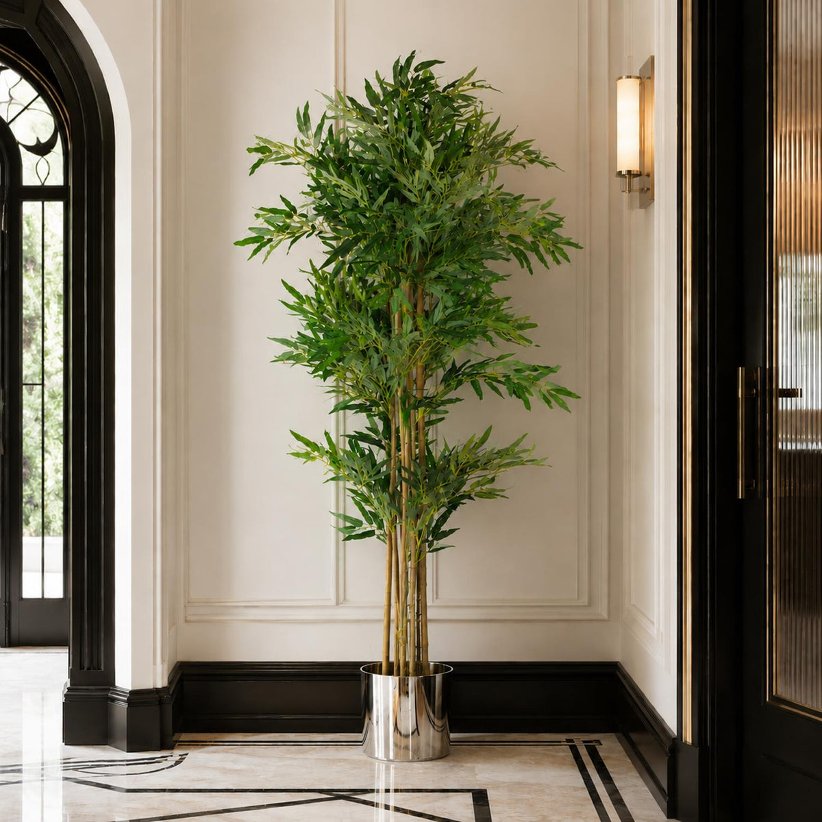 150cm Natural Look Artificial Bamboo Plants Trees With Silver Planter