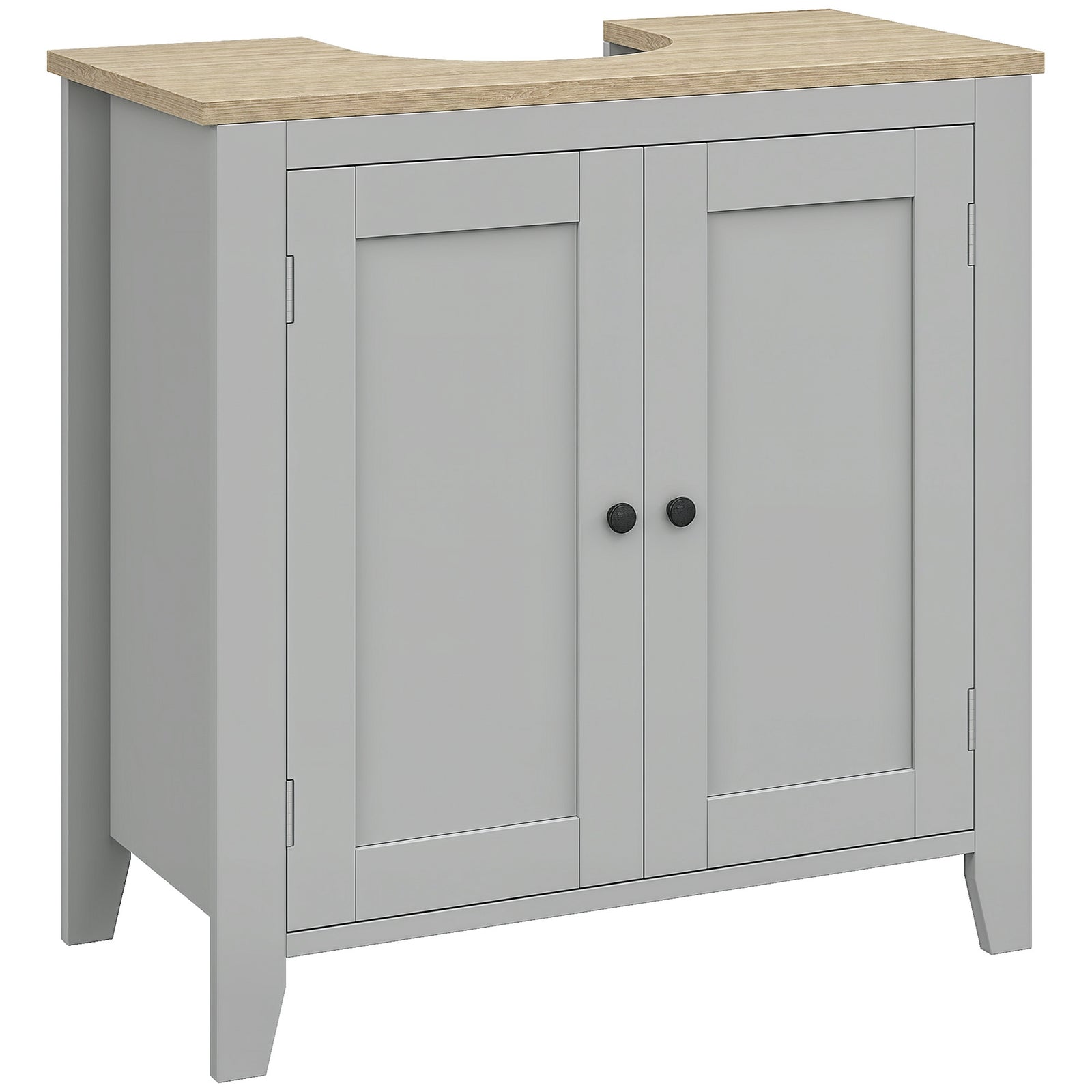 Bathroom Pedestal Under Sink Cabinet With Adjustable Shelf, Grey