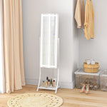 Led Lighted Floor Standing Mirror With Storage Shelf