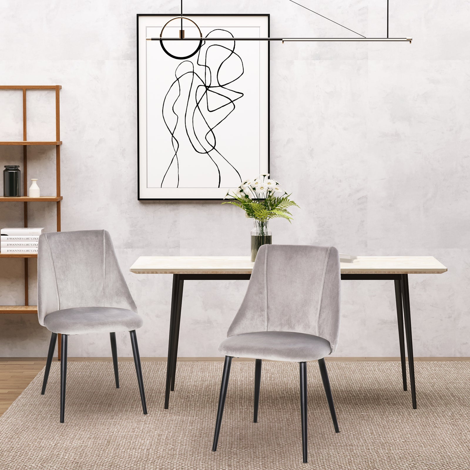 High Back Dining Chairs Modern Upholstered Velvet Touch