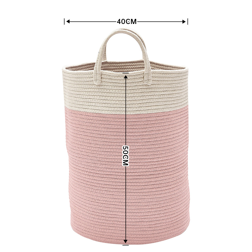 Woven Basket Baby Kids Toys Storage Clothes Hamper Laundry Basket | Pink
