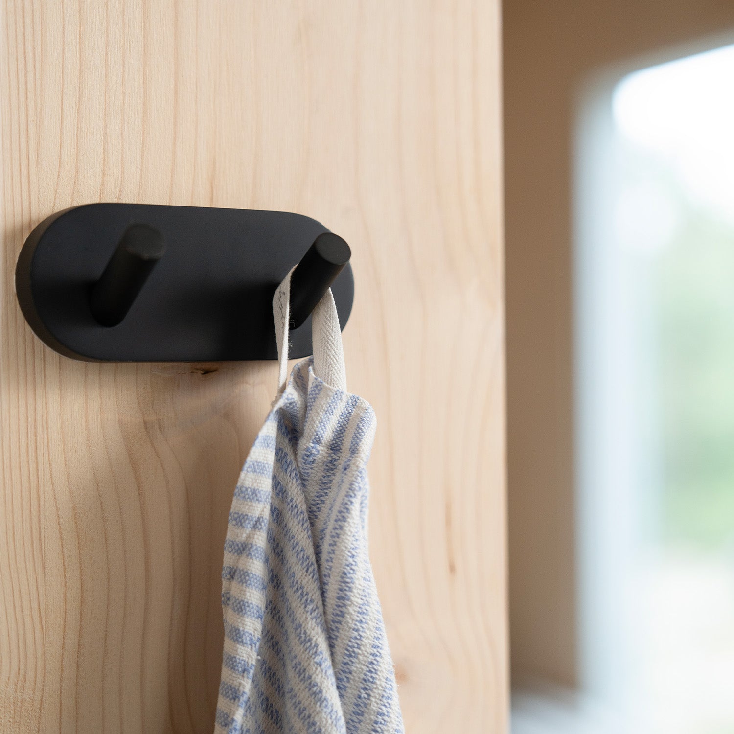Towel Hooks Wall Mounted Storage Non-rust Brass Core | Double | Black