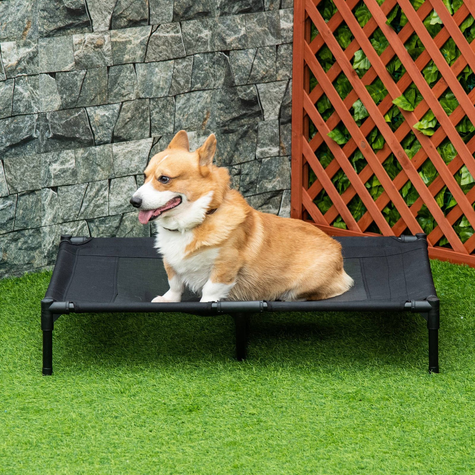 Pawhut Large Pet Cot Portable Dog Cat Sleep Bed Elevated Camping Outdoor | Black