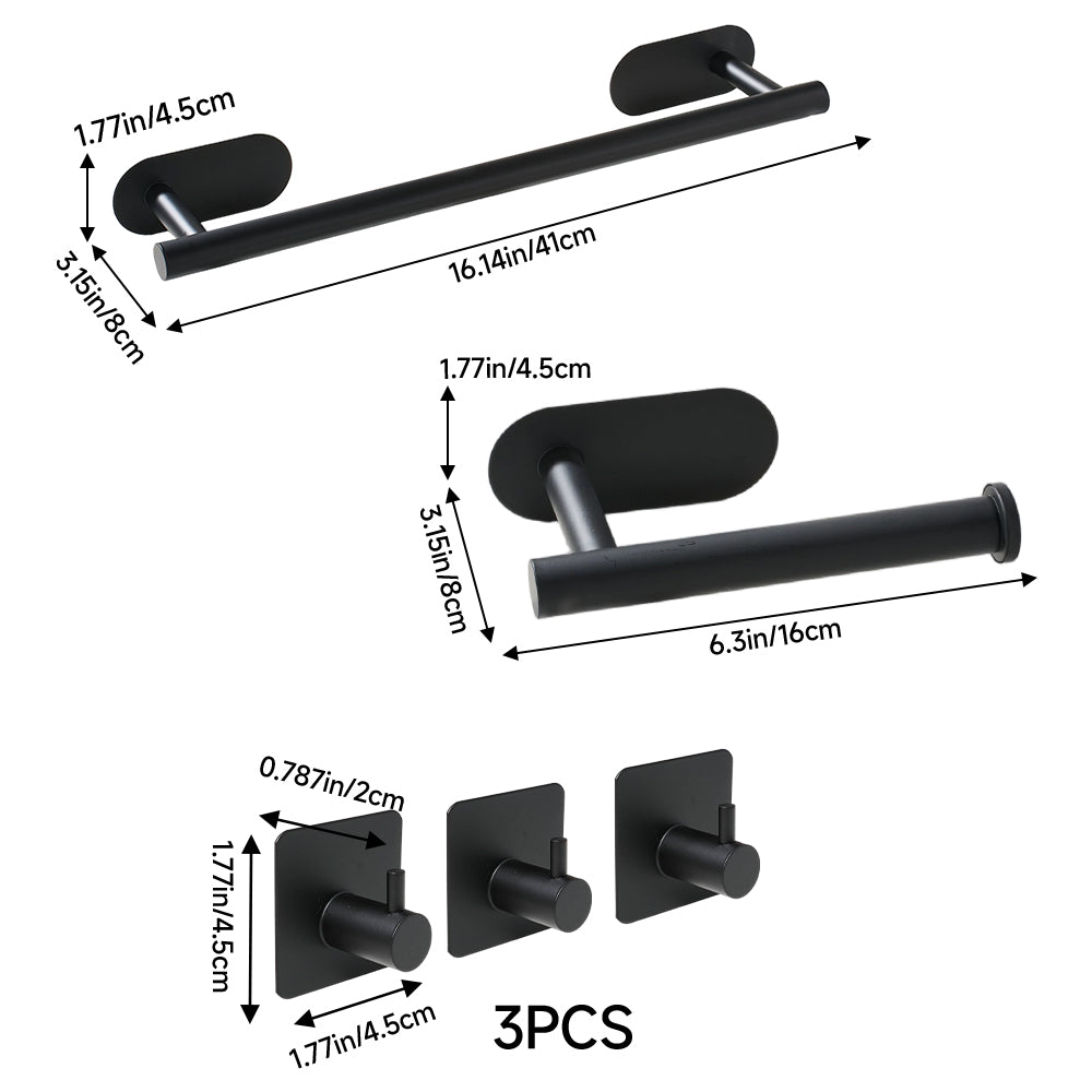 5-piece 304 Stainless Steel Bathroom Hardware Set | Black