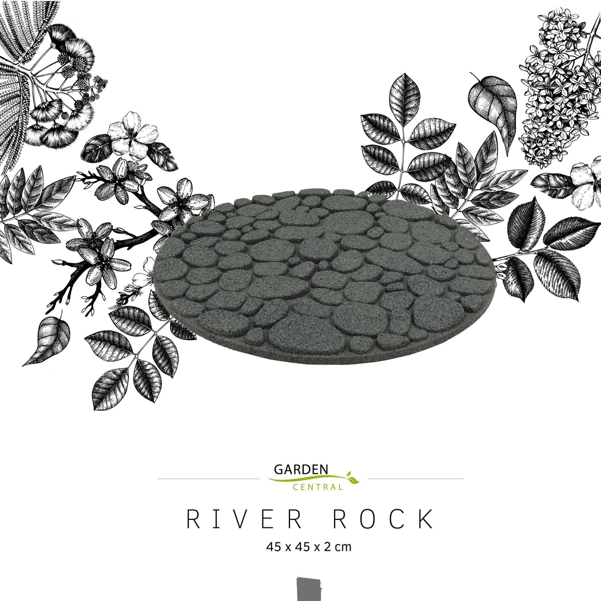 Rubber Garden Stepping Stones - River Rock | Set of 2 | Grey
