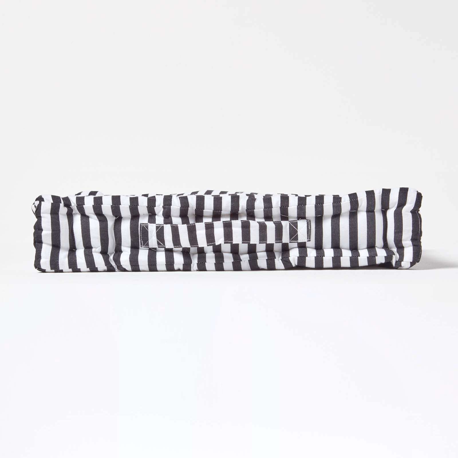 Cotton Thin Striped Floor Cushion | 40cm x 40cm | Black