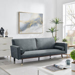 Faux Suede Click-clack Sofa Bed - 3 Seater | Grey