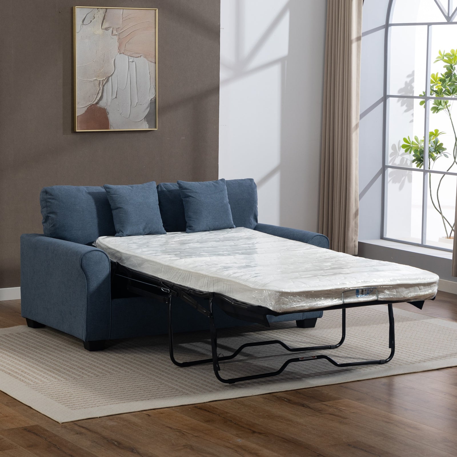 Lewiston Fabric Pull Out Sofabed | Light Blue