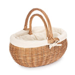 White Cotton Lined Deluxe Wicker Shopping Basket | Small | White