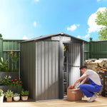5x4ft Metal Garden Shed, Grey Wood