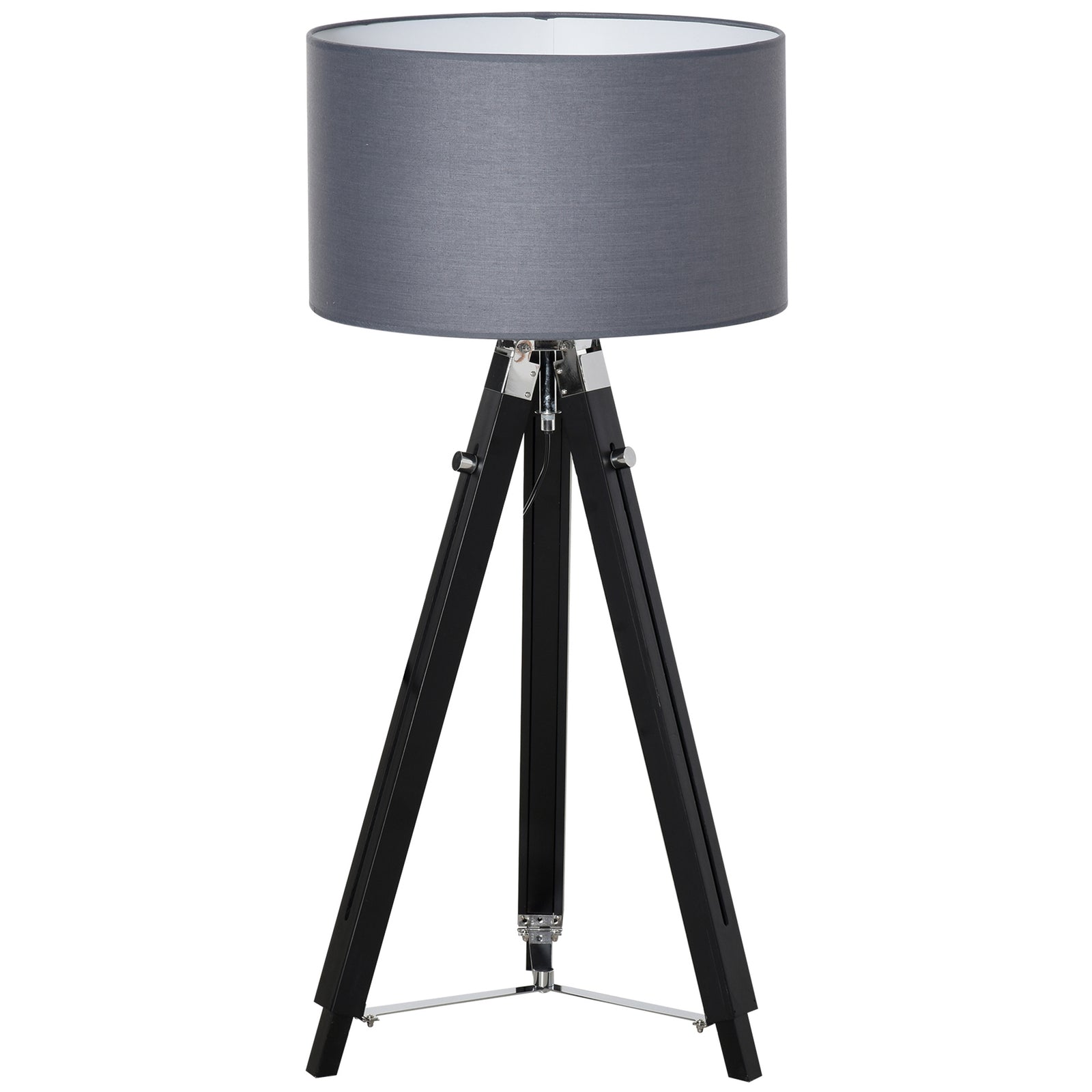 Tripod Base Floor Lamp With Wood Leg Height Adjustable