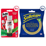 Glue Sticks 43g And Sellotape Golden 24mm X 50m Bundle, (8 Pack)