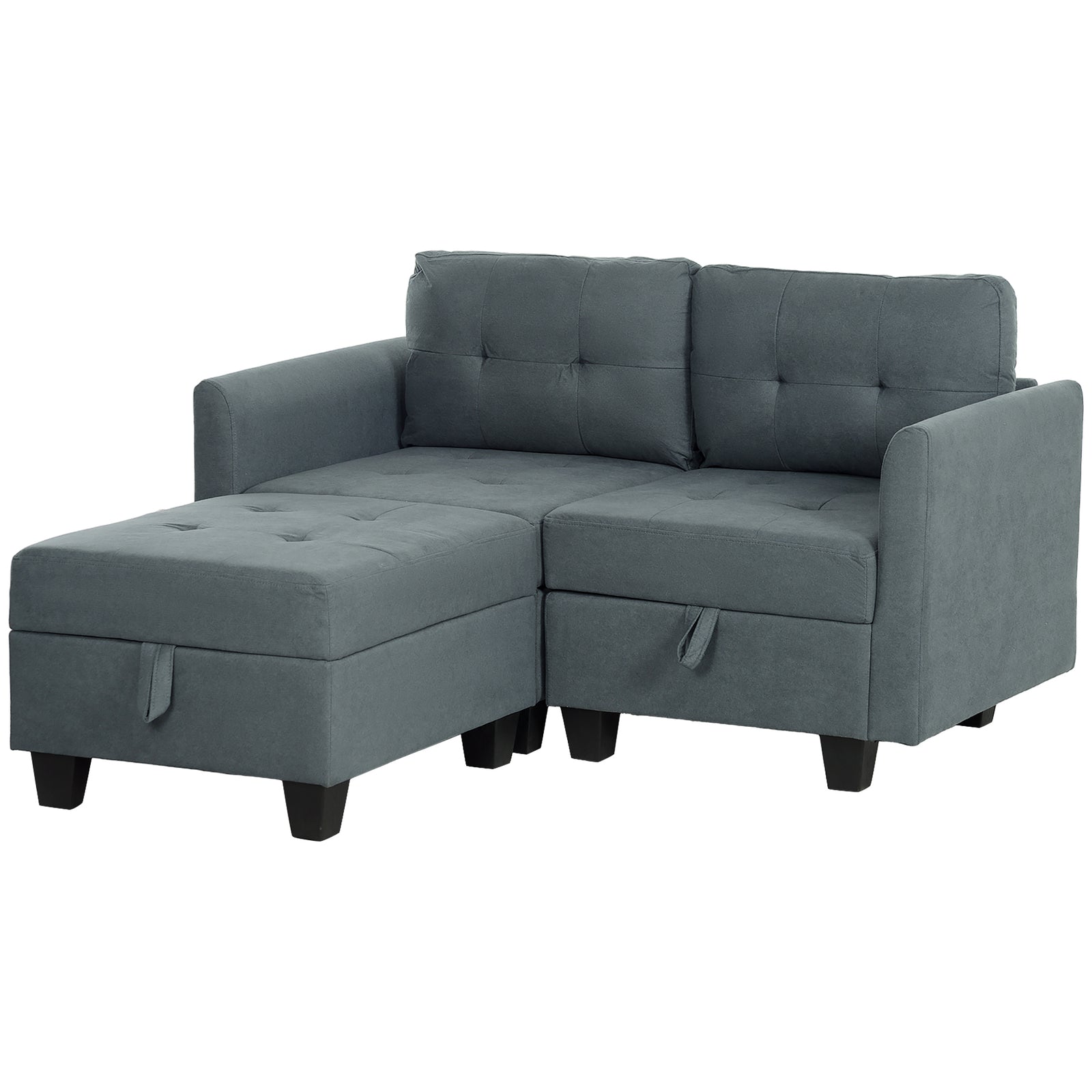 Convertible Modular Sectional Sofa With Storage Wood Frame | Medium | Dark Gray