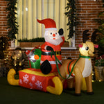 4ft Inflatable Santa Claus With Sled And Reindeer Xmas Led