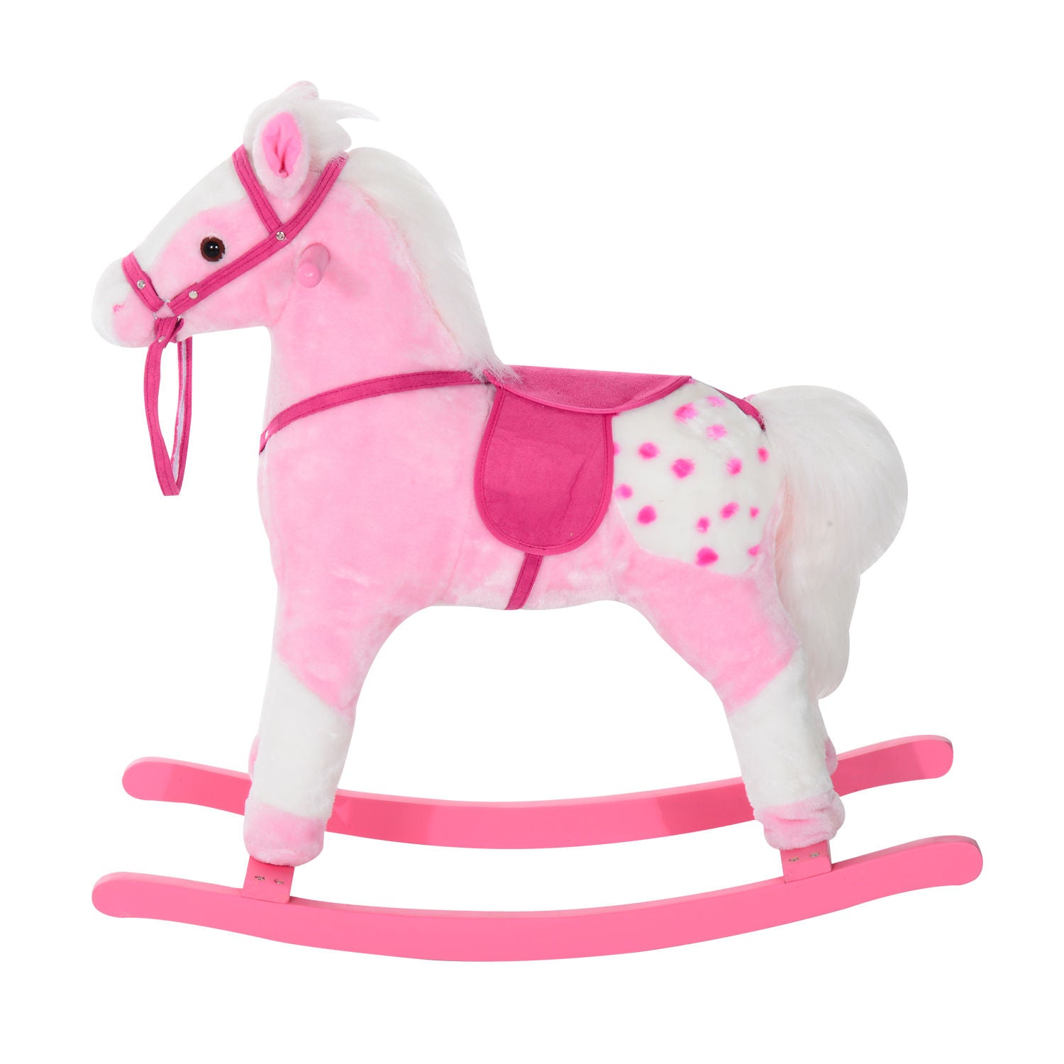 Rocking Horse Toy Plush Wood Pony Riding Rocker Neigh Sound | Pink