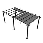3m X 6m Aluminium Pergola With Retractable Roof,pu-coated Water-resistant Canopy,black Frame Patio Shelter For Garden, Backyard | Grey