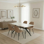 San Diego Marble Top Dining Table With Jaydn Leather Chairs | Tan