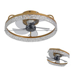 Modern Gold/black Crystal Ceiling Fan Light 48cm 30w Led With 3-color Dimming, 6-speed, 2.4g App Control, Reversible Rotation & Sleep Timer | Gold