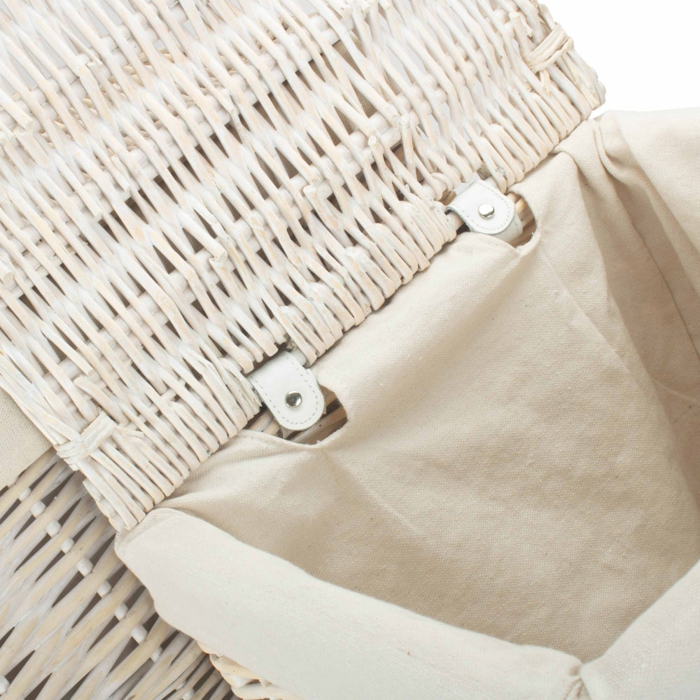 White Oatmeal Cotton Lined Square White Wash Laundry Basket | Set-of-2 | White