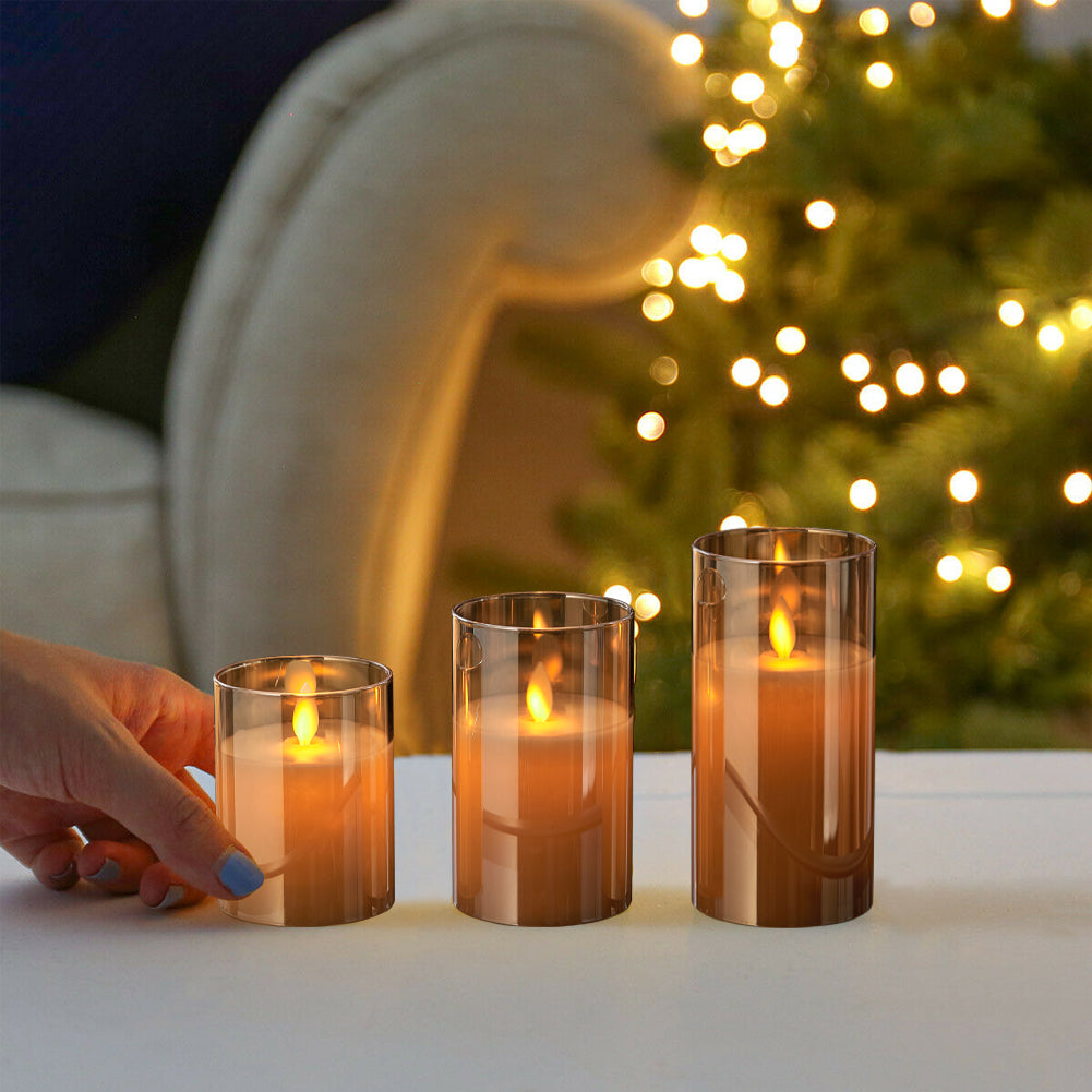 3pcs Remote-controlled Led Flameless Candle Set | Gold