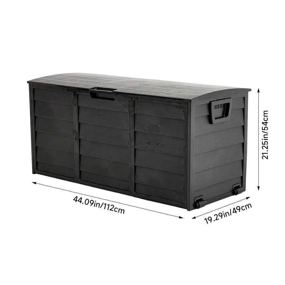 290l Weatherproof Garden Storage Box Outdoor Cabinet With Wheels | Black